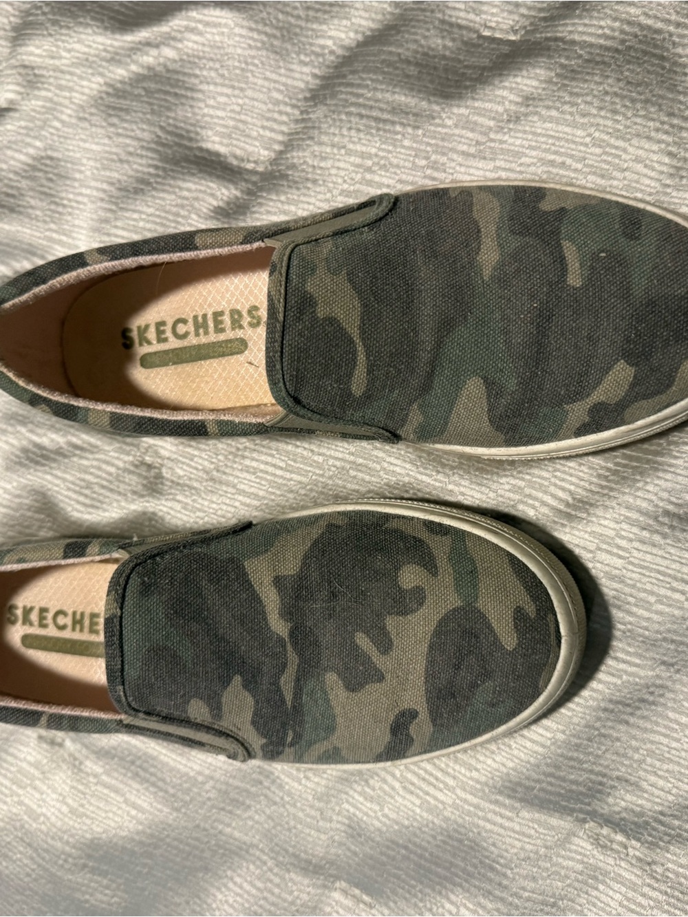 Skechers Women’s  Slip-On Loafers in Olive Green Camo